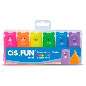 Estojo Marca Texto Fun Mini CIS Neon - 6 Cores