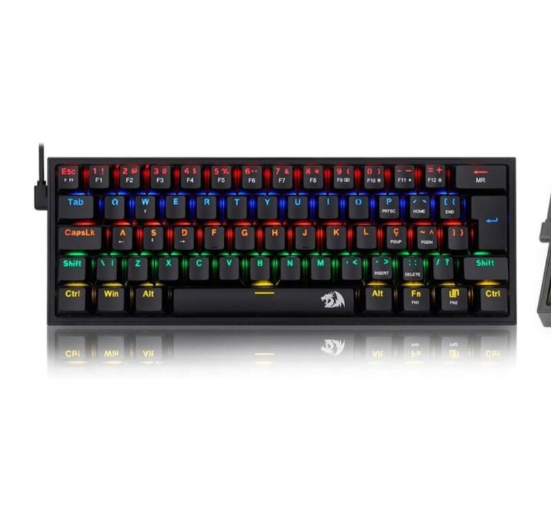 Teclado Gamer Redragon Fizz Rainbow Mecânico Switch Blue Preto ABNT2- K617-R-B
