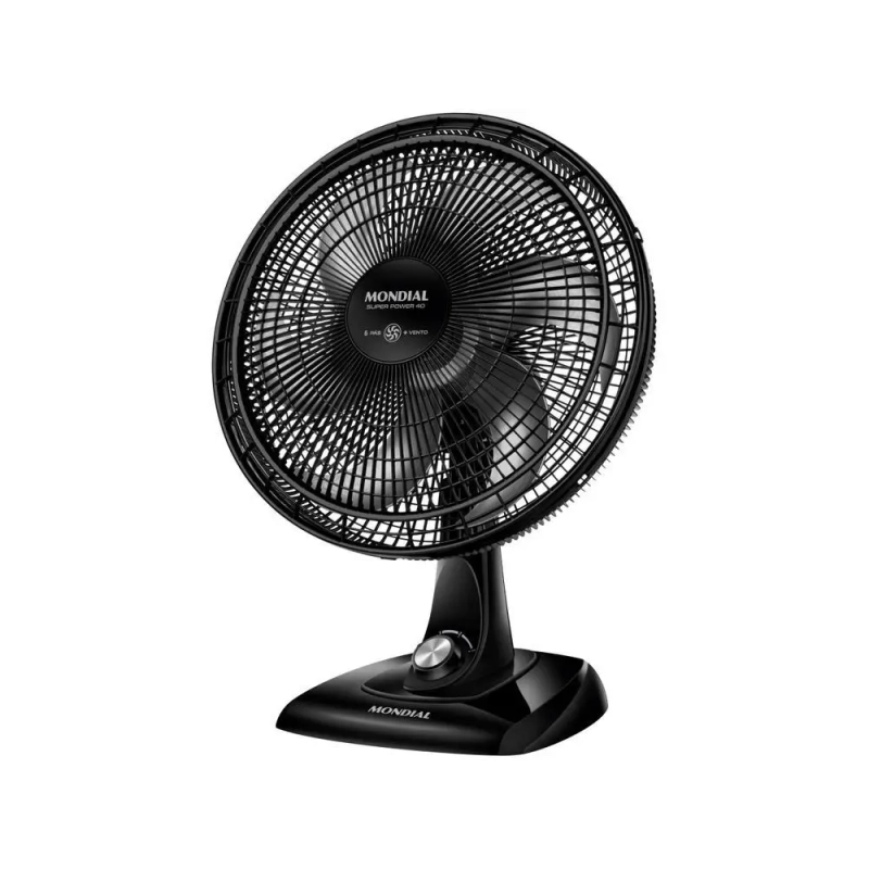 Ventilador de Mesa Mondial VSP-40-B2 40cm 6 Pás 3 Velocidades Preto e Prata