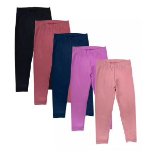 Kit 5 Leggings De Cotton Básica Lisa Infantil Juvenil