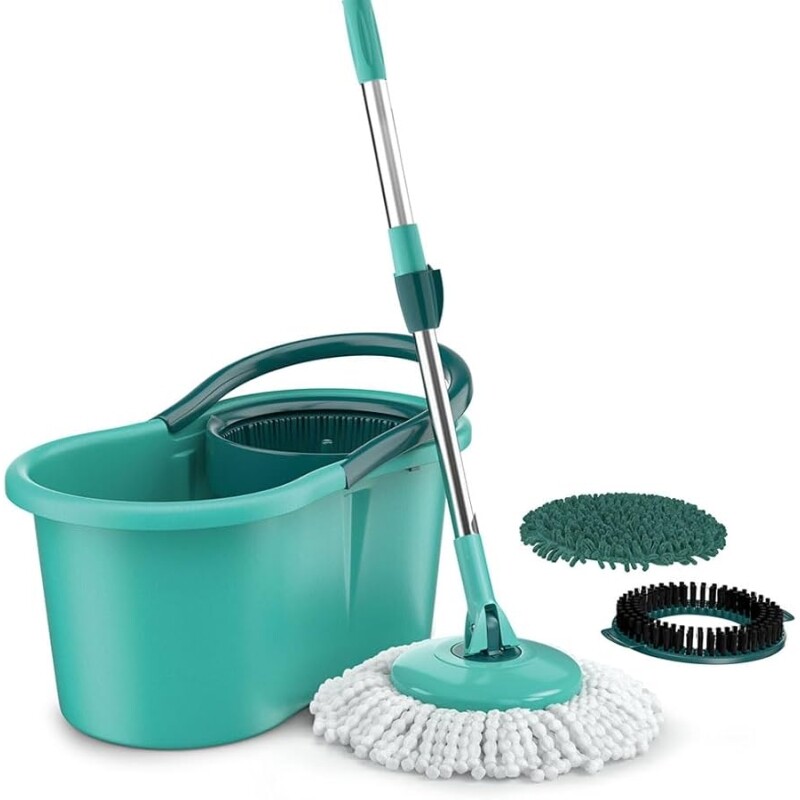 Mop Giratório 3 em1 balde com 12 litros e 3 opções de Refis ( microfibra tira pó e limpeza pesada) MOP8258 Flash Lim