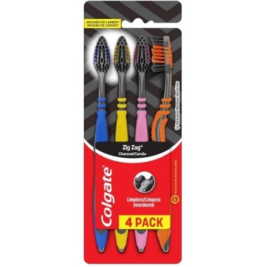 Escova Dental Colgate ZigZag Carvão 4 unid