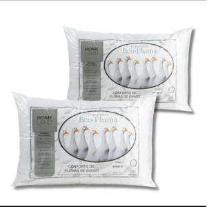 Kit Travesseiro Pena de Ganso 02 PÇs 70cm x 50cm Antialérgico - Malucasim