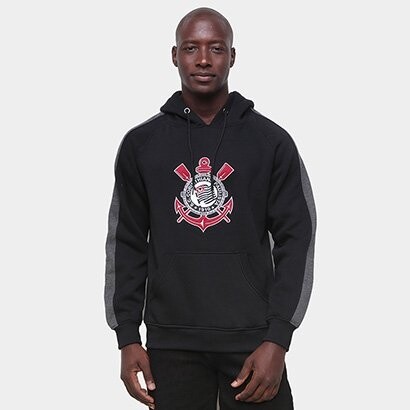 Blusa Moletom Corinthians SPR Embroidery Com Capuz Masculina