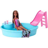 Barbie Conjunto de Brinquedo Maiô Rosa e Piscina para Crianças