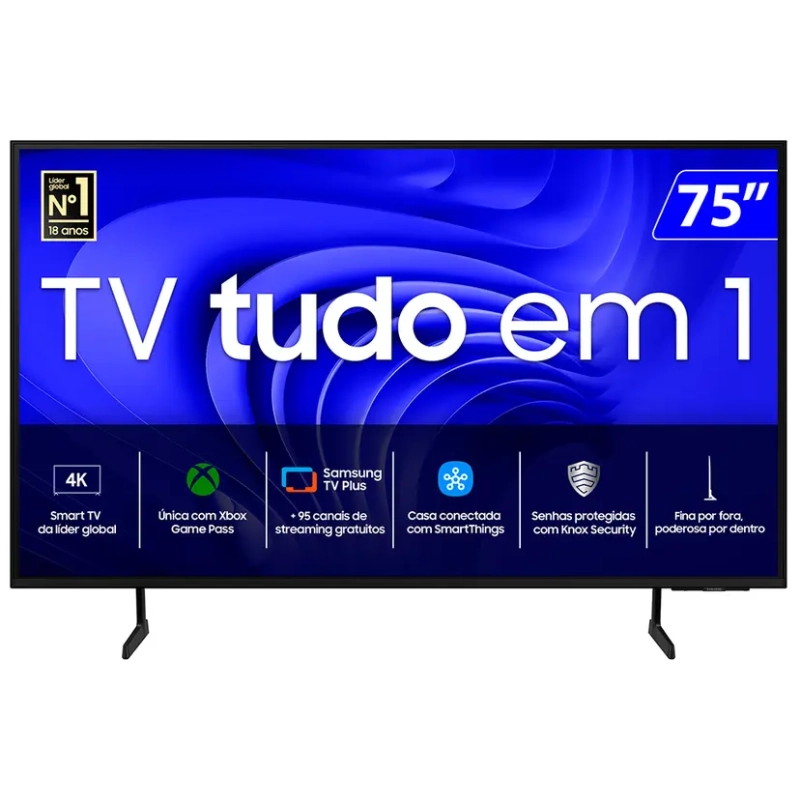 Smart TV Samsung LED 75 4K Wi-Fi Tizen Comando de Voz UN75DU7700GXZD