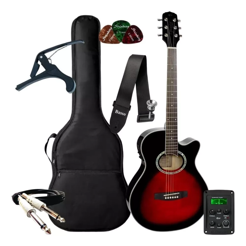 Violão Elétrico Giannini Aço Gsf1d + Kit Acessórios Completo