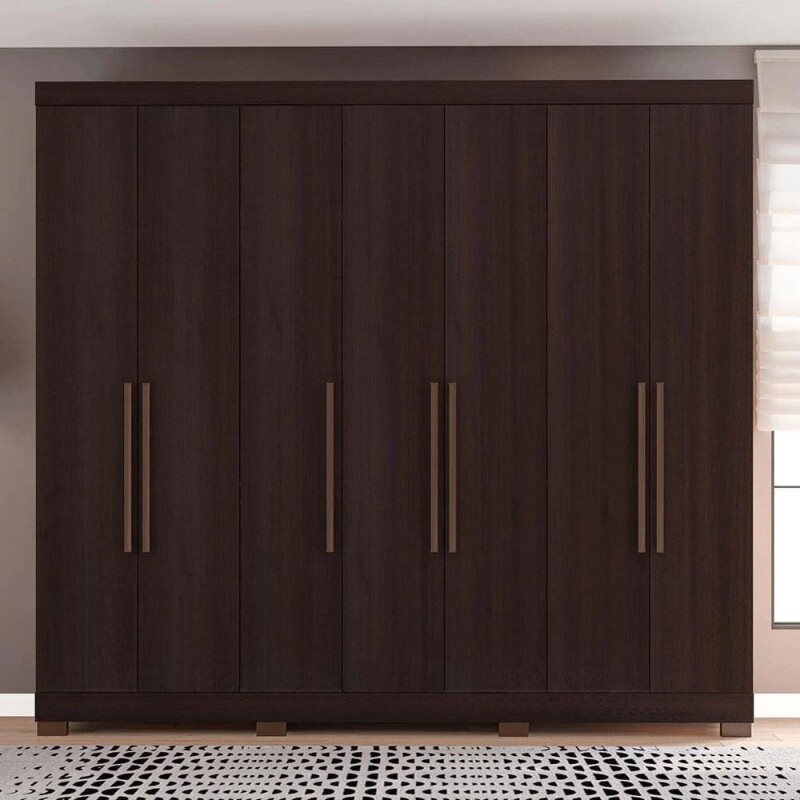 Guarda-Roupa Bartira Diplomata com 7 Portas e 6 Gavetas - 2556cm de largura - Café