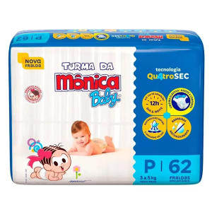 Fralda Turma da Monica Baby P - 62 Unidades