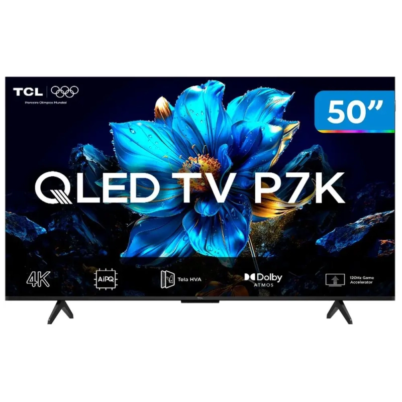 Smart TV 50" TCL 4K UHD QLED 50P7K Google TV AiPQ Google Assistente 3 HDMI