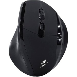 C3Tech Mouse sem fio Preto M-W120BK - formato ergonomico projetado para oferecer conforto com 6Botoes ate 1600DPI ajustavel WIFI