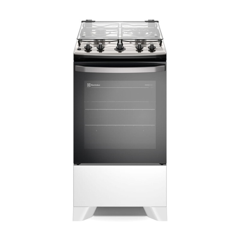 Fogão 4 bocas Electrolux Branco Efficient com Mesa Inox PerfectCook e VaporBake (FE4IB)