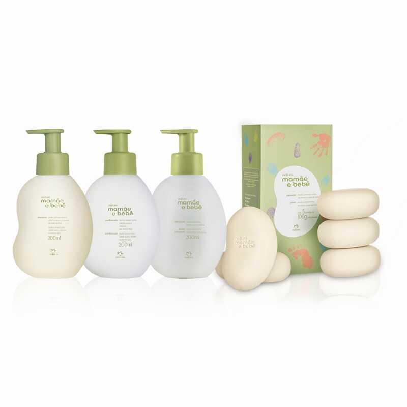 Kit Mamãe e Bebê Shampoo Condicionador Sabonete em Barra e Hidratante (4 produtos)