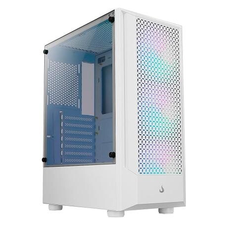 Gabinete Gamer Rise Mode Wave White Mid Tower Lateral em Vidro Fumê ARGB ATX 3 Cooler Fan ARGB Branco - RM-WA-BW