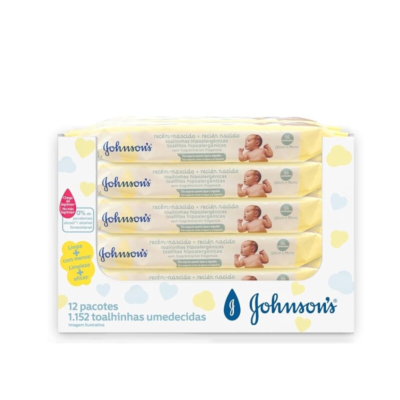 Johnson's Baby Lenços Umedecidos Recém Nascido 12 unidades