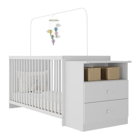 Berço Cômoda c/ Colchão Incluso Meu Bebê Multimóveis Branco