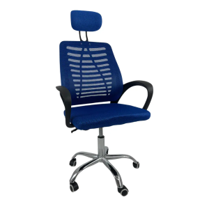 Cadeira Escritório Diretor Oficial tela mesh apoio nuca - Azul