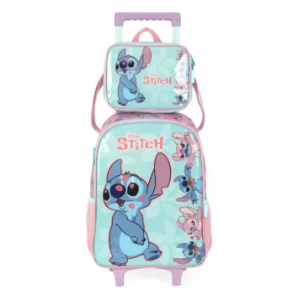 Kit Mochila Escolar De Rodinhas E Lancheira Infantil Stitch Disney Luxcel