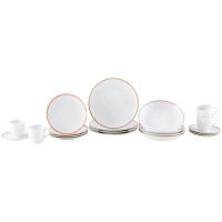 Aparelho de Jantar 20 Peças Tramontina Redondo Porcelana Branco e Marrom Mare