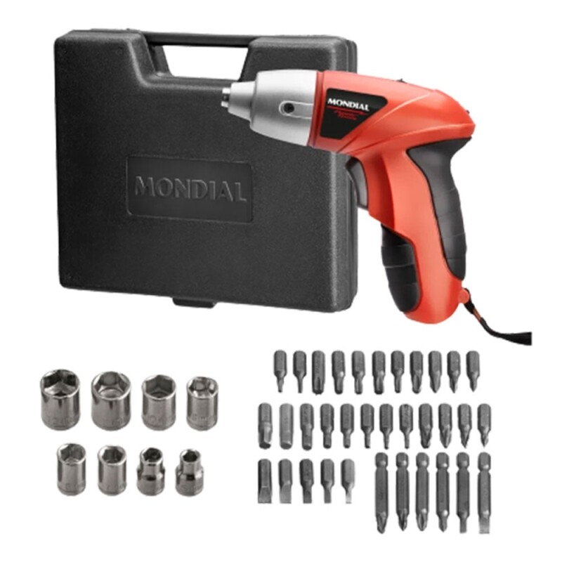 Kit Parafusadeira sem Fio 4.8V com 44 Peças Mondial FPF05M