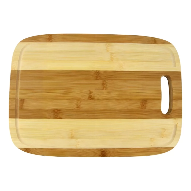Tábua De Bambu P/ Corte Churrasco Legumes Com Pegador- Clink Cor Marrom