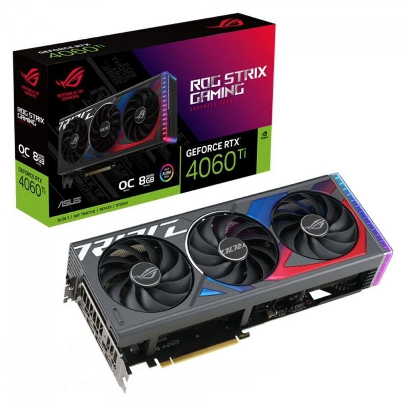 Placa de Vídeo Asus NVIDIA GeForce RTX 4060 Ti ROG Strix Gaming OC 8GB GDDR6 DLSS Ray Tracing 90YV0J52-M0NA00
