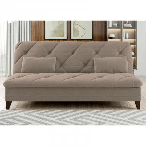 Sofá-Cama 3 Lugares Linoforte Jamile com Encosto Reclinável em Tecido Suede - 188cm de Largura - Areia