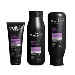Combo  Cabelos Liso Profundo: Shampoo 350ml + Condicionador 325ml + Creme Defrizante Termoprotetor 100ml