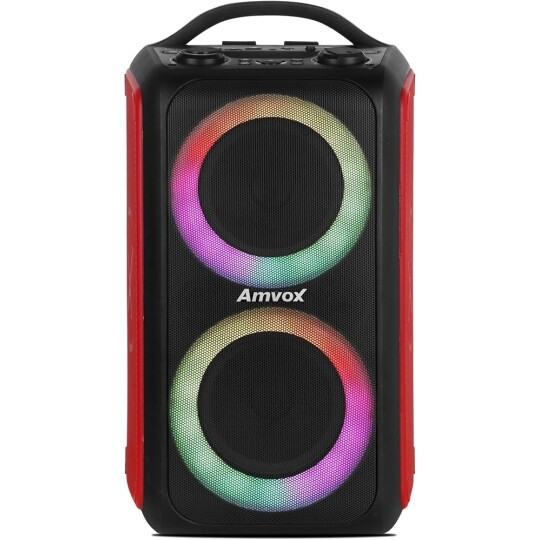 Amvox Caixa de Som Amplificada ACA 600 Bagvox Red - 600W RMS Bluetooth Equalizador USB Bateria Recarregável