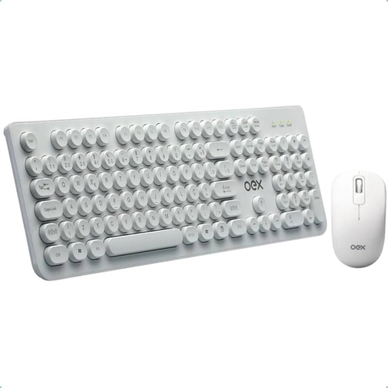 kit Pop Teclado e Mouse sem Fio 1600 Dpi TM410 Teclas redondas Branco OEX