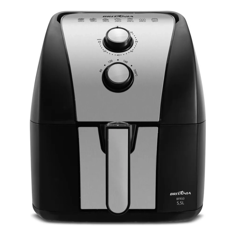 Air Fryer BFR51 5,5L Antiaderente Gold Com Controle de Temperatura e Potência de 1500W Cor Preto Britânia 220V