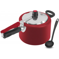 Panela de Pressão 4,5 L Clock Favorita com Fechamento Interno Revestimento Antiaderente e Tampa Polida + Concha – Vermelha
