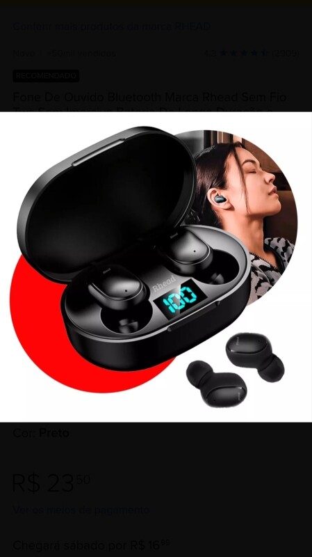 Fone De Ouvido Bluetooth  Rhead Tws 5.0 e6s