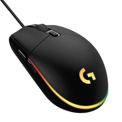 Mouse Gamer Logitech G203 LIGHTSYNC RGB Efeito de Ondas de Cores 6 Botões Programáveis e Até 8.000 DPI Preto - 910-00