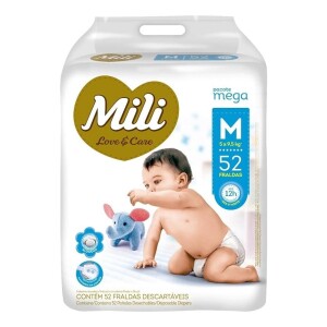 Mili Fralda Lovecare Mega M Pacote Com 52 Unidades