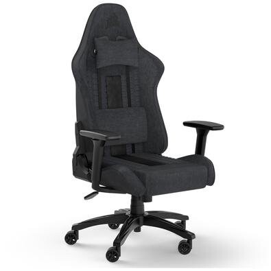 Cadeira Gamer Corsair TC100 Relaxed Fabric Até 120Kg Com Almofadas Reclinável Cilindro de Gás Classe 4 Preto e Cinza
