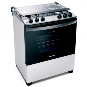 Fogão Brastemp 5 Bocas BFS5ECBUNA com Mesa de Inox e Turbo Chama Bivolt Branco