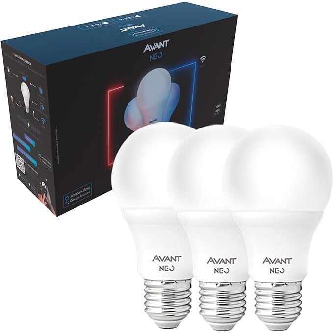 Kit Com 3 Lâmpadas Inteligentes LED Smart Wi-Fi Bulbo Pera NEO 10W