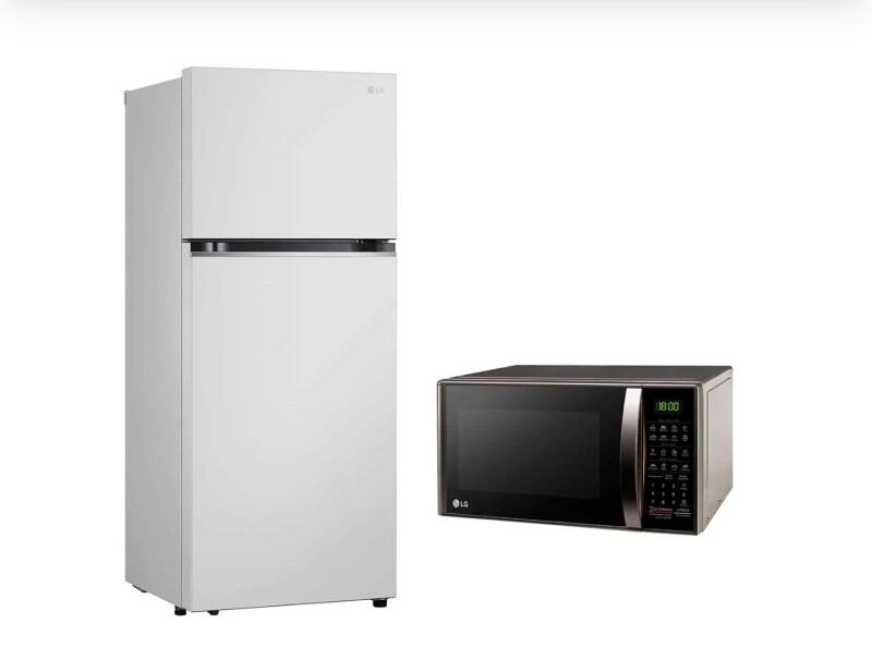 Geladeira LG Frost Free Inverter 375L Duplex Branca GN-B372PQW 220V + Micro-ondas LG Mesa 30L Prata Limpa Fácil MS3043B