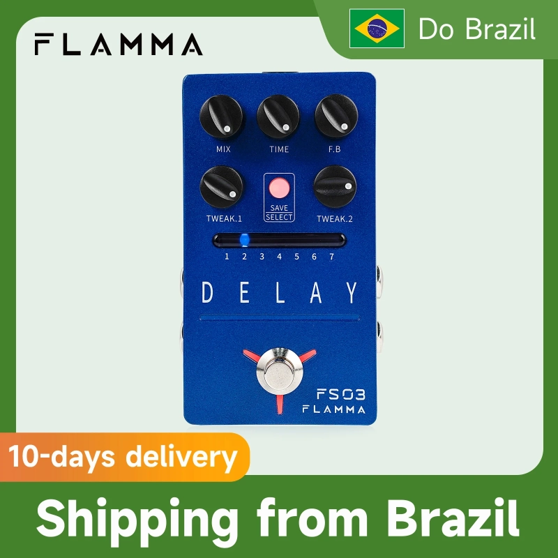 FLAMMA-FS03 Guitar Delay Effects Pedal 6 Delay Effects 80s Looper armazenamento Presets Tempo Trail