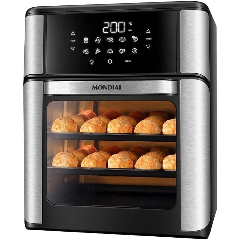 Fritadeira Air Fryer Forno Oven Mondial 12 Litros Preto/Inox 2000W - AFO-12L-BI