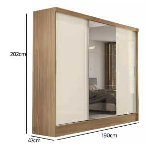 Guarda Roupa Casal 3 Portas 2 Gavetas Plata Demóbile Wt
