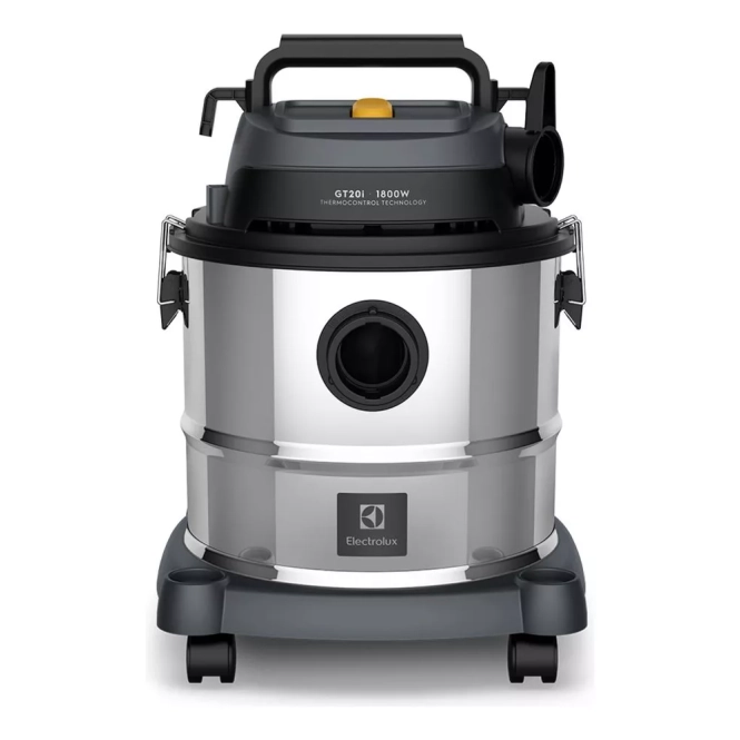 Aspirador água pó Electrolux função sopro compacto líquidos químicos inox 1800W 20L total 15L útil protetor térm