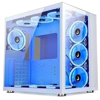 Gabinete Gamer Rise Mode Galaxy Glass Standard Mid Tower Lateral e Frontal em Vidro Temperado Sem Fans Branco - RM-GA-GGST-FW