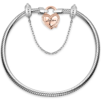 Pulseira Life Prata Fecho Cadeado Coração com Banho Ouro Rosé