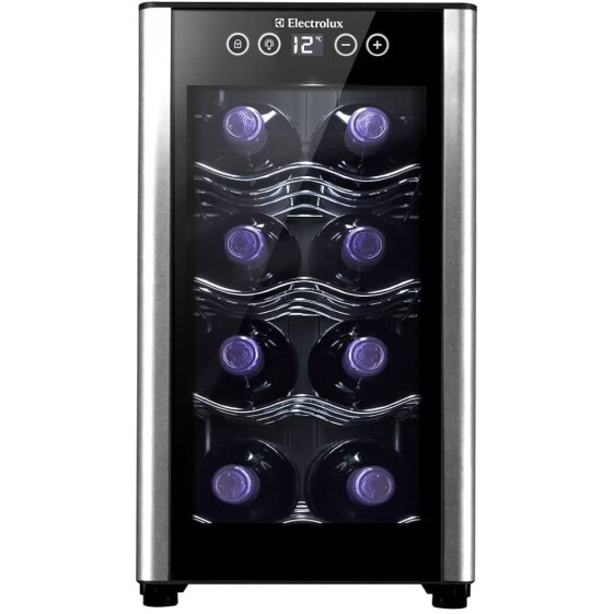 Adega ACB08 Electrolux 8 garrafas 1 Porta Preta Acabamento em Alumínio - Bivolt
