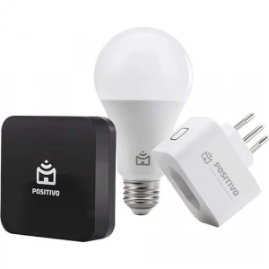 Kit Casa Conectada Positivo Casa Inteligente 3 Itens Smart Controle Universal Smart Plug Wi-Fi Smart Lâmpada Wi-Fi Bivo