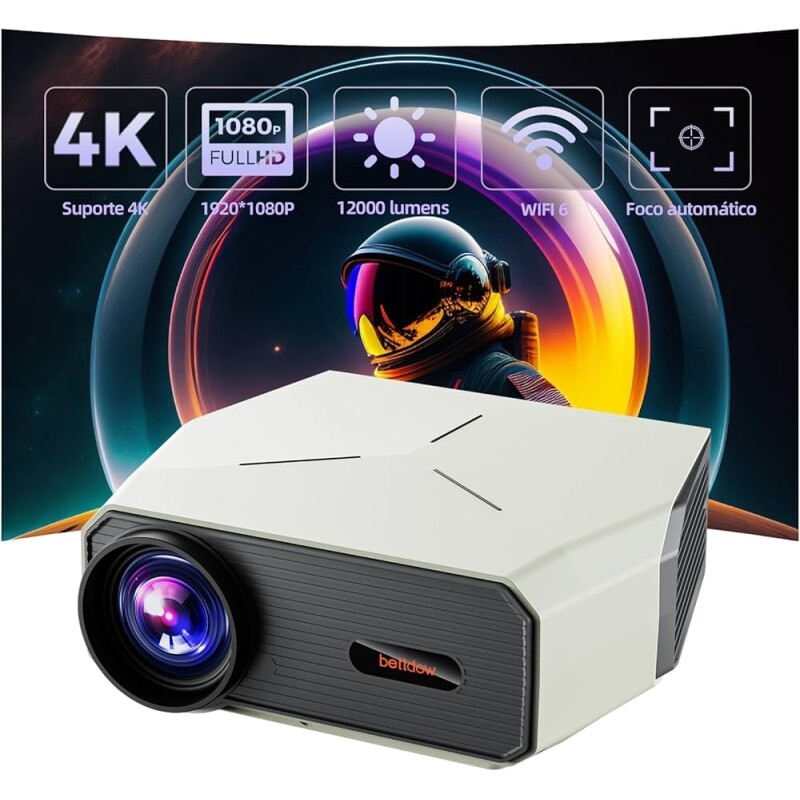 Bettdow Projetor 4k 12000 Lumens Full Hd 1080p Compatível Com Android 9 Smart Projetores Retroprojetor Portatil 350 ANS