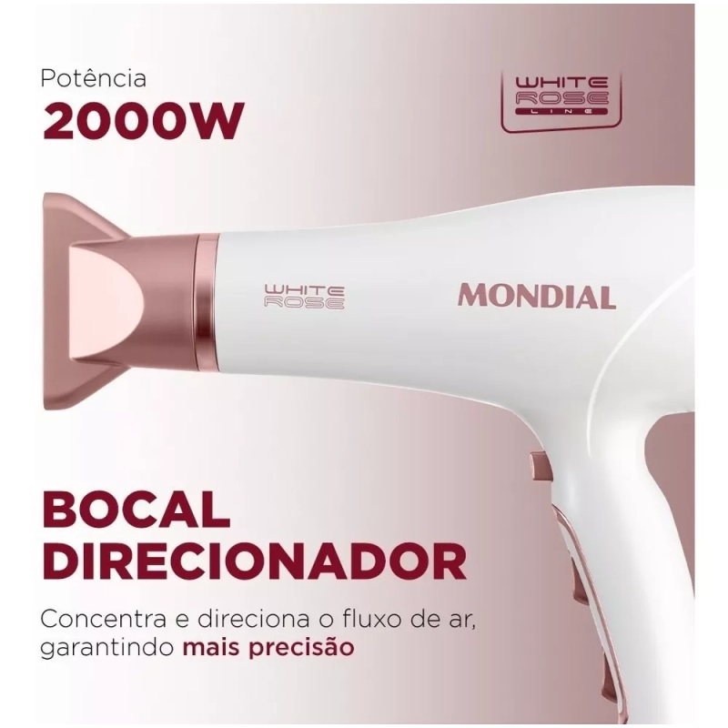 Secador De Cabelos Scn50 2000w Branco E Gold Rose Mondial 220v