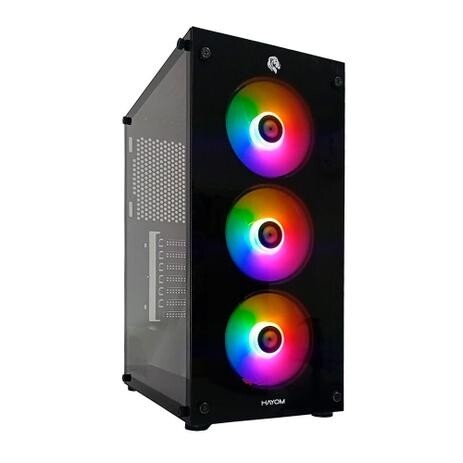 Gabinete Gamer HAYOM GB1769 Mid Tower Lateral em Vidro 3X Fans Preto - GB.17.10.69